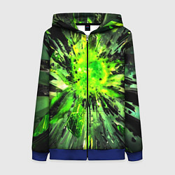 Женская толстовка на молнии Fractal green explosion