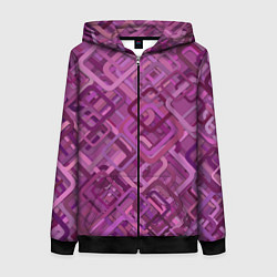 Толстовка на молнии женская Фиолетовые диагонали, цвет: 3D-черный