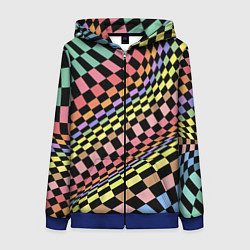 Толстовка на молнии женская Colorful avant-garde chess pattern - fashion, цвет: 3D-синий