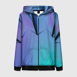 Толстовка на молнии женская Светлые фигуры и листы, цвет: 3D-черный