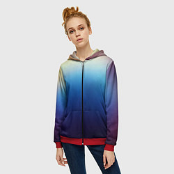 Толстовка на молнии женская Blue gradient colors, цвет: 3D-красный — фото 2
