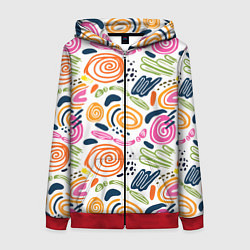 Толстовка на молнии женская Геометрический паттерн, цвет: 3D-красный