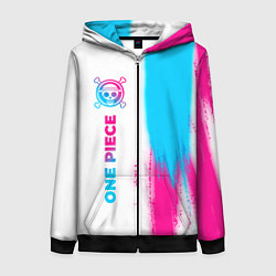 Толстовка на молнии женская One Piece neon gradient style: по-вертикали, цвет: 3D-черный