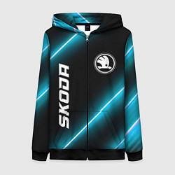 Толстовка на молнии женская Skoda неоновые лампы, цвет: 3D-черный