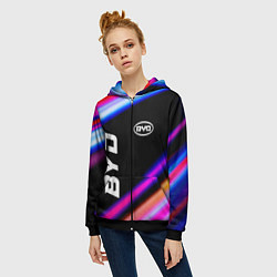 Толстовка на молнии женская BYD speed lights, цвет: 3D-черный — фото 2