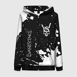 Толстовка на молнии женская Evanescence и рок символ на темном фоне, цвет: 3D-черный
