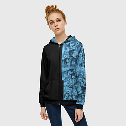 Толстовка на молнии женская Ахегао из аниме, цвет: 3D-черный — фото 2