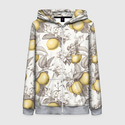 Толстовка на молнии женская Лимоны - винтаж графика: паттерн, цвет: 3D-меланж