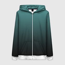 Толстовка на молнии женская Градиент зелено-черный, цвет: 3D-белый