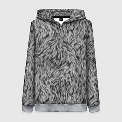 Толстовка на молнии женская Густой серый мех, цвет: 3D-меланж