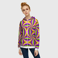 Толстовка на молнии женская Красочная иллюзия вращения, цвет: 3D-белый — фото 2