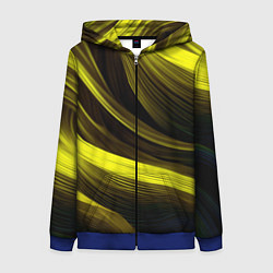 Толстовка на молнии женская Черные и желтые линии, цвет: 3D-синий