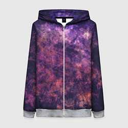 Толстовка на молнии женская Текстура - Purple galaxy, цвет: 3D-меланж