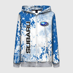 Толстовка на молнии женская Subaru blue logo, цвет: 3D-меланж