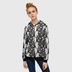 Толстовка на молнии женская Кошки с зелеными глазами, цвет: 3D-черный — фото 2