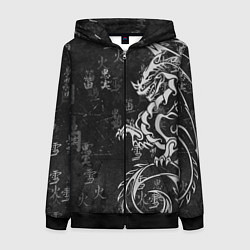 Толстовка на молнии женская White dragon - grunge, цвет: 3D-черный