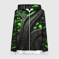 Женская толстовка на молнии Green black abstract