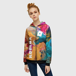 Толстовка на молнии женская Roblox Logo Color, цвет: 3D-черный — фото 2