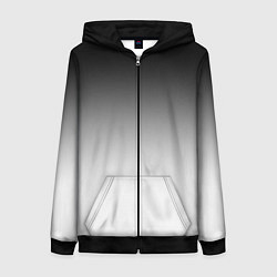 Толстовка на молнии женская Black and white gradient, цвет: 3D-черный