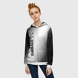 Толстовка на молнии женская Garbage glitch на светлом фоне: по-вертикали, цвет: 3D-белый — фото 2