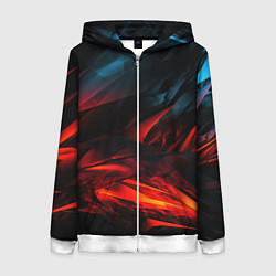 Толстовка на молнии женская Red black abstract, цвет: 3D-белый