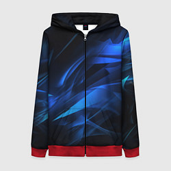 Толстовка на молнии женская Black blue texture, цвет: 3D-красный