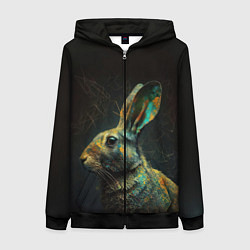Толстовка на молнии женская Магический кролик, цвет: 3D-черный