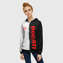 Толстовка на молнии женская Ducati - двоичный, цвет: 3D-черный — фото 2