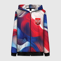 Толстовка на молнии женская Красный герб России, цвет: 3D-черный