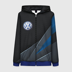 Толстовка на молнии женская Фольцваген - синяя броня, цвет: 3D-синий