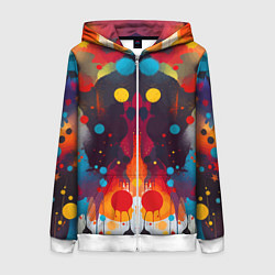 Толстовка на молнии женская Mirrow colorful blots - abstraction - vogue, цвет: 3D-белый