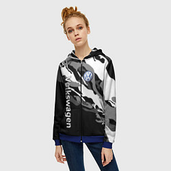 Толстовка на молнии женская Фольцваген - белый камуфляж, цвет: 3D-синий — фото 2