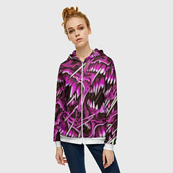 Толстовка на молнии женская Розовые кислотные клыки, цвет: 3D-белый — фото 2