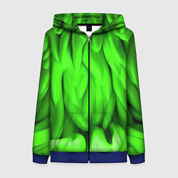 Толстовка на молнии женская Зеленая абстрактная текстура, цвет: 3D-синий