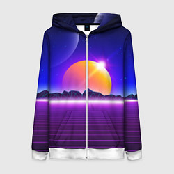 Женская толстовка на молнии Mountains - sun - space - vaporwave