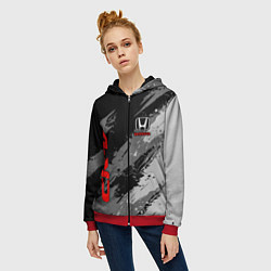 Толстовка на молнии женская Honda cr-v - Монохром, цвет: 3D-красный — фото 2