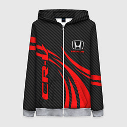 Женская толстовка на молнии Honda CR-V - красный и карбон