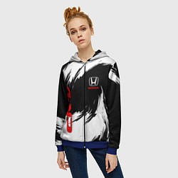 Толстовка на молнии женская Honda - белые краски, цвет: 3D-синий — фото 2