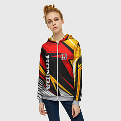 Толстовка на молнии женская Honda - красный и оранжевый, цвет: 3D-меланж — фото 2