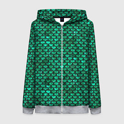 Толстовка на молнии женская Кожа изумрудного дракона, цвет: 3D-меланж