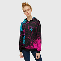 Толстовка на молнии женская Berserk - neon gradient: надпись, символ, цвет: 3D-черный — фото 2