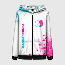 Женская толстовка на молнии Danganronpa neon gradient style: надпись, символ