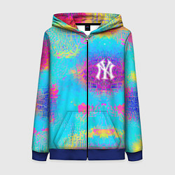 Толстовка на молнии женская New York Yankees - baseball team - logo, цвет: 3D-синий