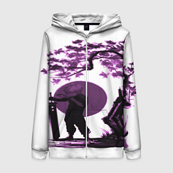 Женская толстовка на молнии Канеки самурай под сакурой