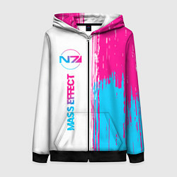 Толстовка на молнии женская Mass Effect neon gradient style: по-вертикали, цвет: 3D-черный