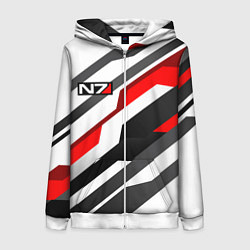 Толстовка на молнии женская Mass effect - white uniform n7, цвет: 3D-белый