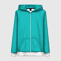 Толстовка на молнии женская Цвет морской волны однотонный, цвет: 3D-белый