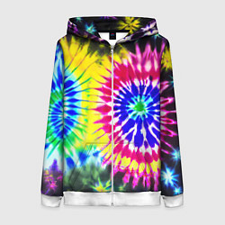 Толстовка на молнии женская Colorful floral composition - tie-dye, цвет: 3D-белый