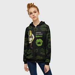 Толстовка на молнии женская Shrexy Shrek, цвет: 3D-черный — фото 2