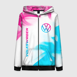 Женская толстовка на молнии Volkswagen neon gradient style вертикально